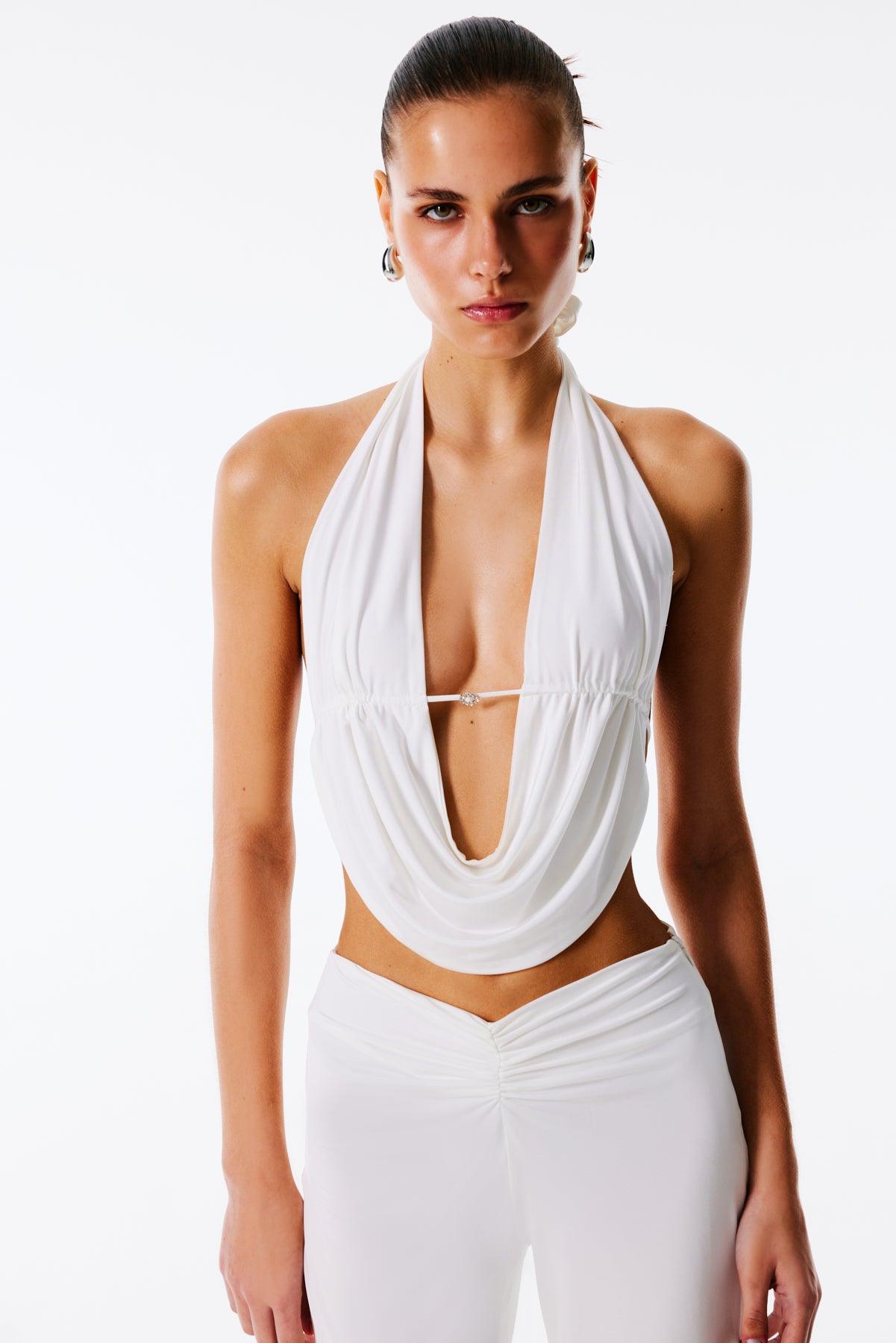 EDITA Taş Toka Detaylı Degaje Yaka Sırtı Açık Üst Love On Friday