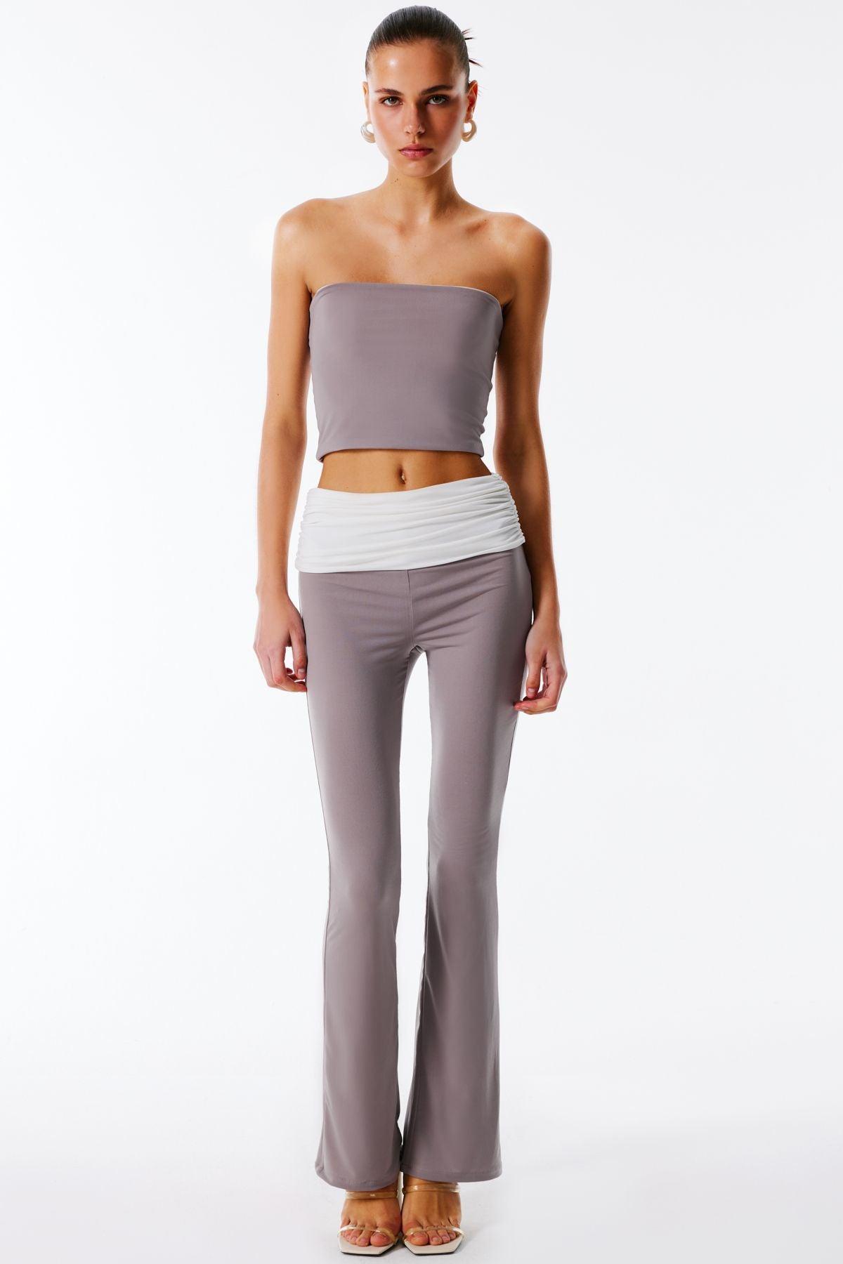 ELISE Çift Taraflı Straplez Üst (Beyaz & Gri) Love On Friday