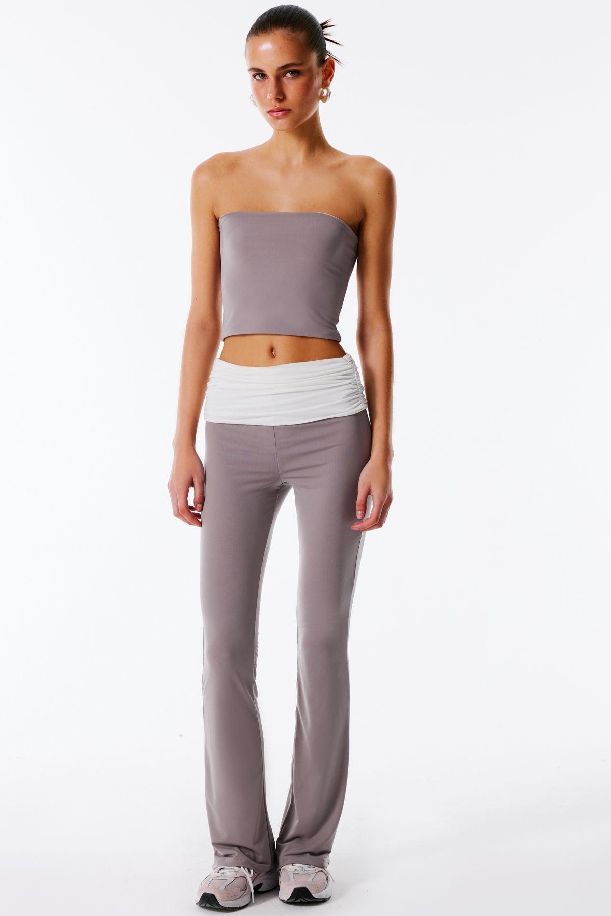 ELISE Çift Taraflı Straplez Üst (Beyaz & Gri) Love On Friday