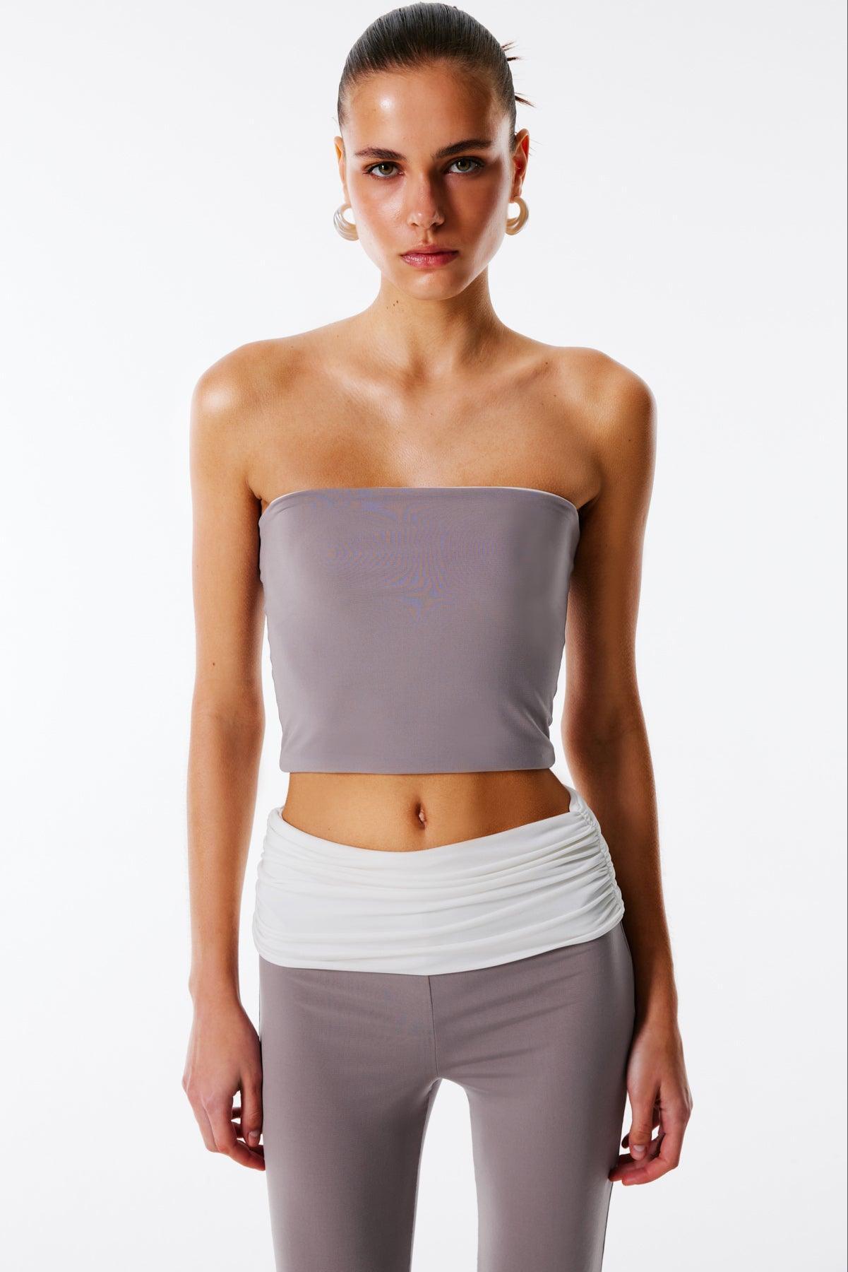 ELISE Çift Taraflı Straplez Üst (Beyaz & Gri) Love On Friday