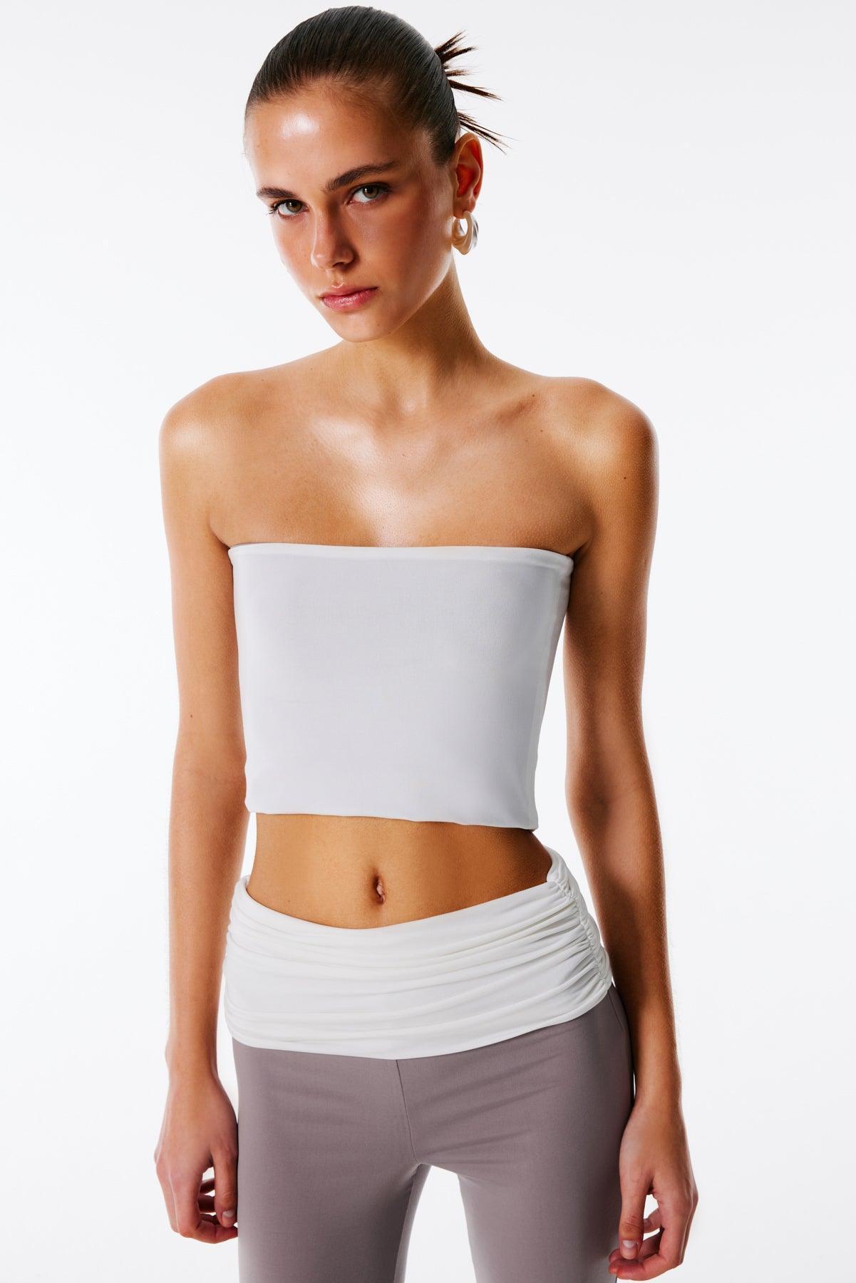 ELISE Çift Taraflı Straplez Üst (Beyaz & Gri) Love On Friday