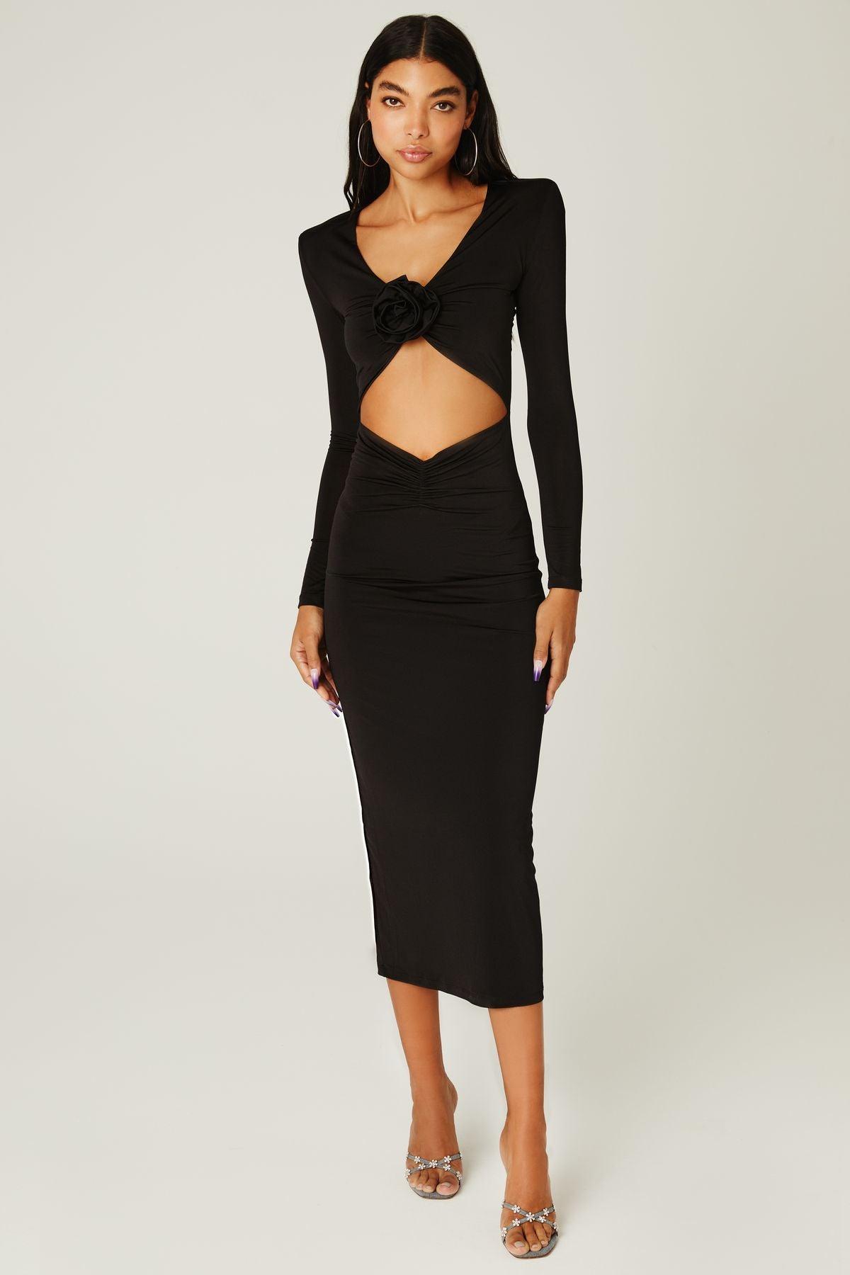 ROSALIA Gül Detaylı Uzun Elbise - Love on Friday