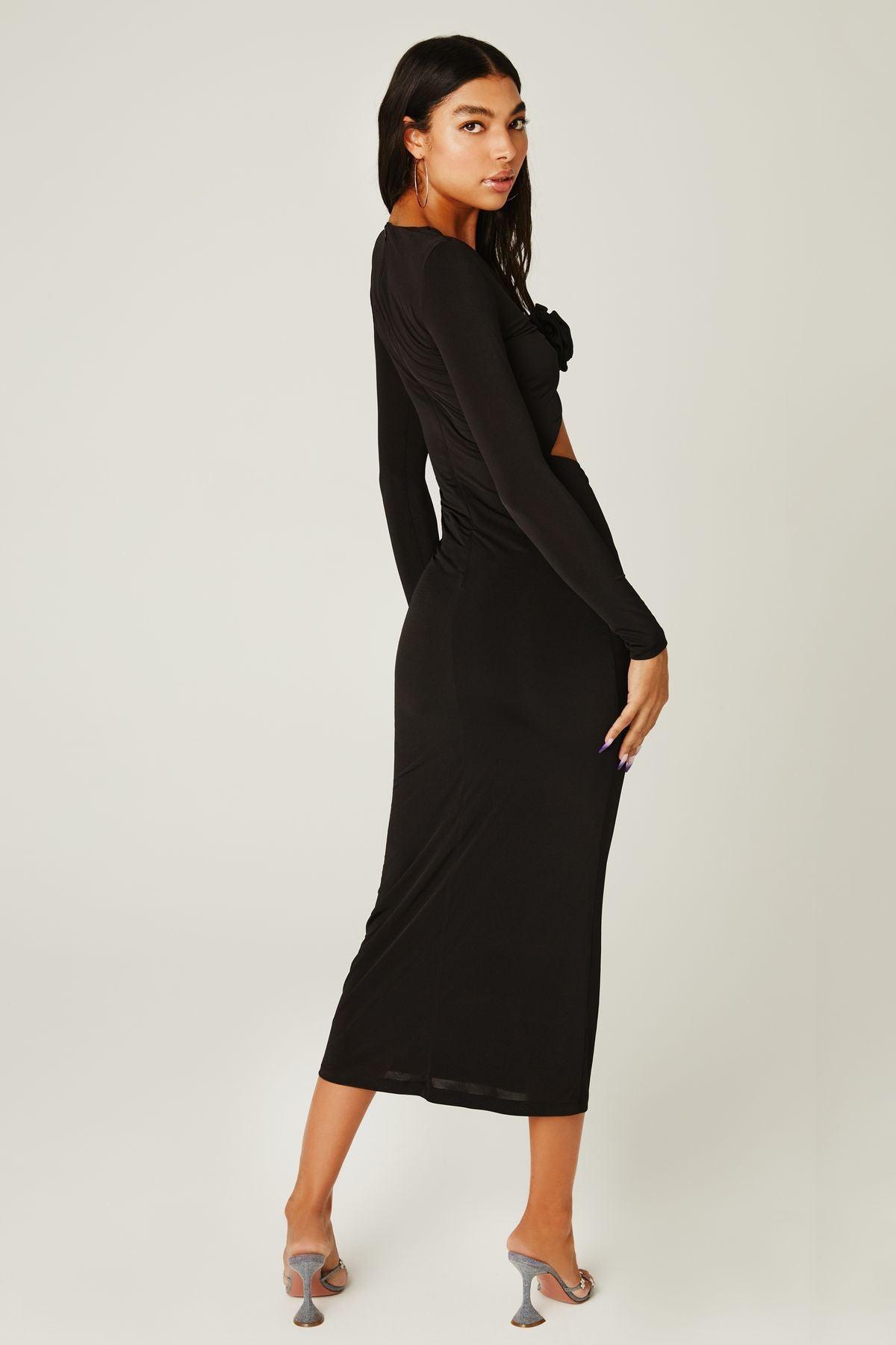 ROSALIA Gül Detaylı Uzun Elbise - Love on Friday