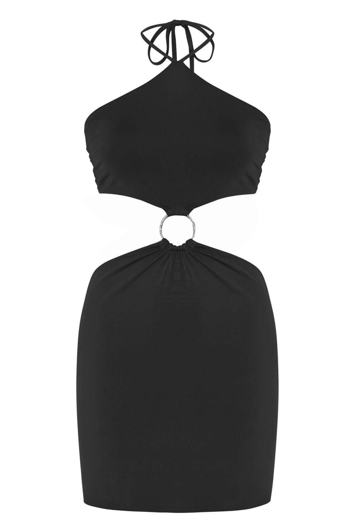 SANGRİA Siyah Halter Yaka Mini Elbise - Love on Friday