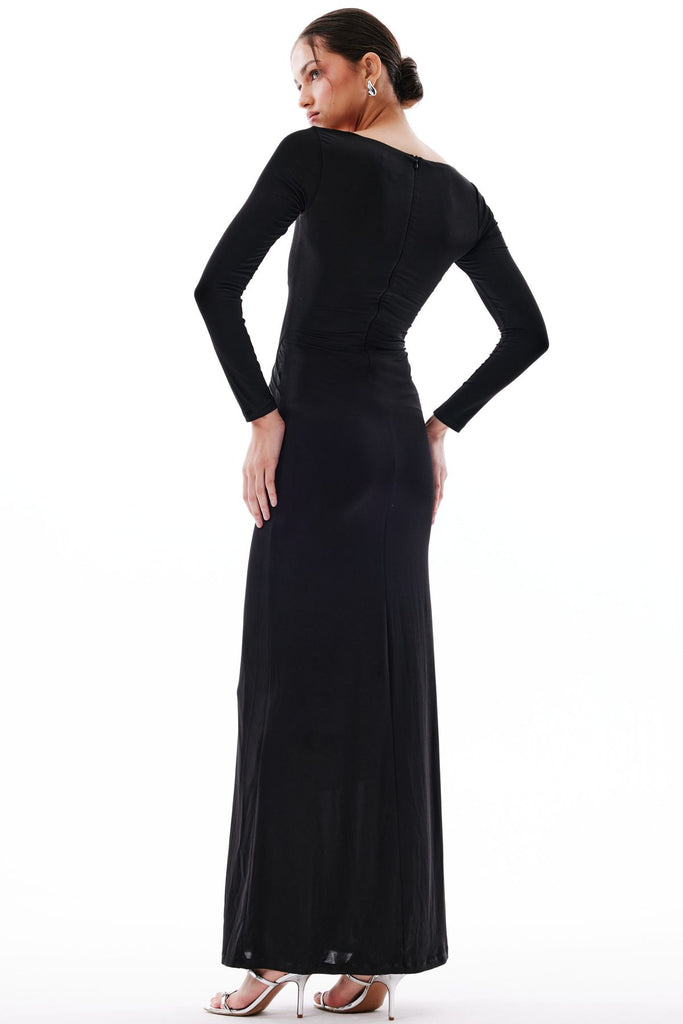 JOELLE Gül Detaylı Uzun Abiye Elbise (Siyah) Love On Friday